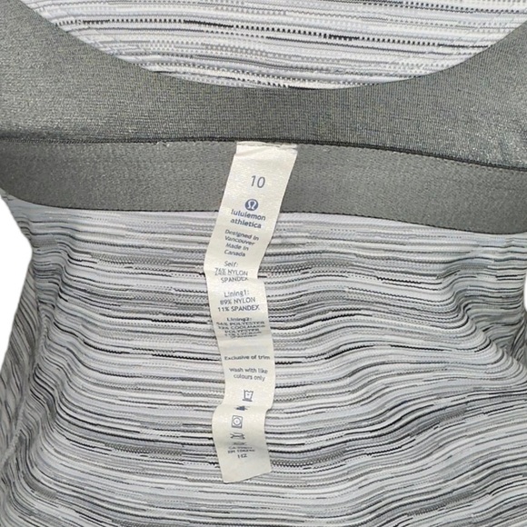 Lululemon Scoop Neck Low Back Mini Cyber Stripe White Silver Fox Tank 10 - Picture 10 of 16
